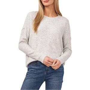 Vince Camuto Light Gray Heathered Drop Shoulder Crewneck Sweater sz 2X